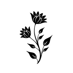 Elegant Black & White Floral Illustration for Design Elements