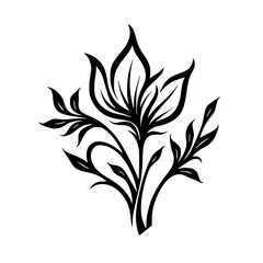 Elegant Black Floral Illustration on White Background