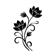 Elegant Black & White Floral Illustration: Stencil, Vector, Decorative Element