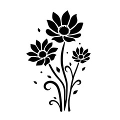 Elegant Black Floral Vector Illustration on White Background