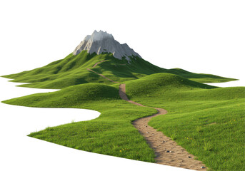Isolated Mountain Range View With Green Grass