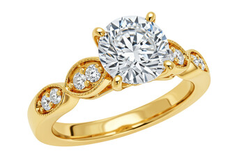 Isolated Gold Ring With White Diamonds Precious