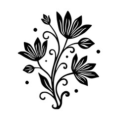 Elegant Black Floral Illustration on White Background