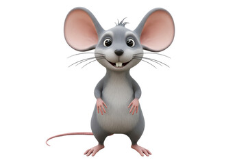 Isolated Cartoon Mouse Standing Upright Smiling