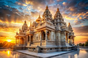 Fototapeta premium Low Light Temple Adoration: Spiritual Serenity in Golden Hour