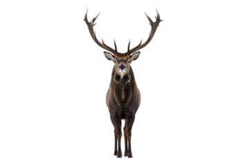 Isolated Regal Red Deer Posing with Proud Antlers