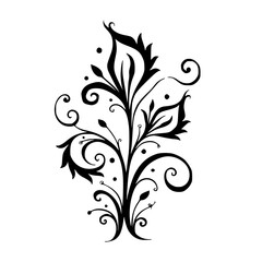 Obraz premium Elegant Black Floral Vector Illustration on White Background