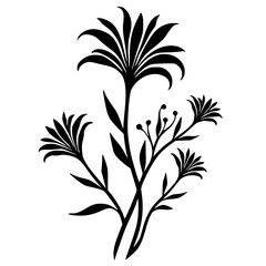 Elegant Black Floral Silhouette on White Background