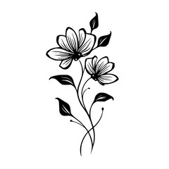 Elegant Black and White Floral Line Art: Minimalist Design