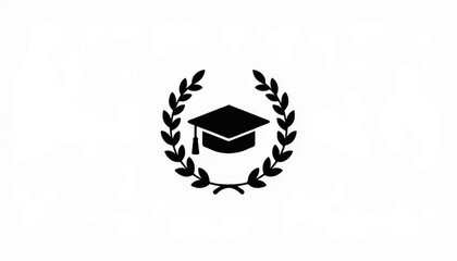 Graduation cap in laurel wreath design, achievement symbolism