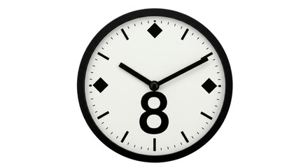 Isolated Wall Clock with Number Eight