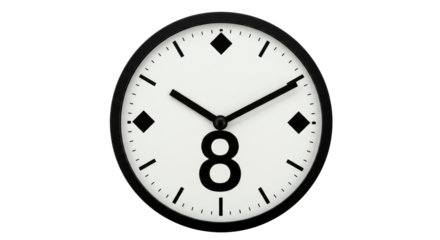 Isolated Wall Clock with Number Eight