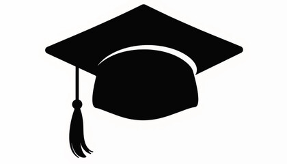 Minimalist graduation cap illustration on white background, academic achievement