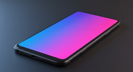 Smartphone Gradient Display Mockup - Modern smartphone showcasing vibrant gradient colors, symbolizing technology, innovation, design, communication, and progress