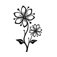 Elegant Black Floral Silhouette: Vector Illustration on White Background