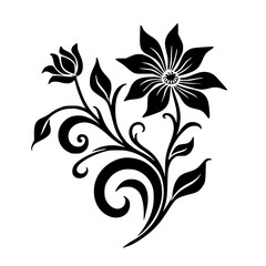 Elegant Black Floral Design on White Background