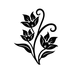 Elegant Black Floral Silhouette on White: Decorative Vector Design
