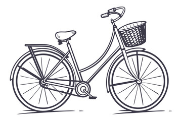 Vintage Style Bicycle with Basket Vector Art