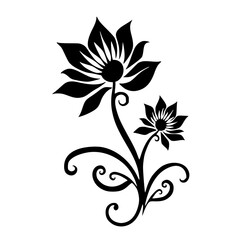 Elegant Black Floral Vector Design on White Background