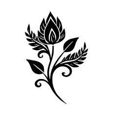 Elegant Black Floral Silhouette on White Background