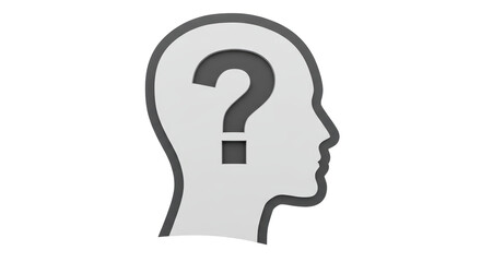Isolated Question Mark Inside Head Silhouette
