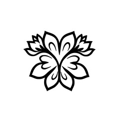 Intricate Floral Symmetry: Elegant Black and White Vector Design