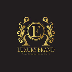 Luxury Laurel Wreath Letter Logo Design with Hexagon Frame for Sophisticated Branding