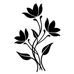 Elegant Black Floral Vector Design, Minimalist Illustration
