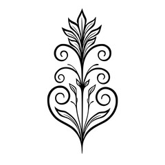 Elegant Black Floral Design on White Background - Decorative Vector Element