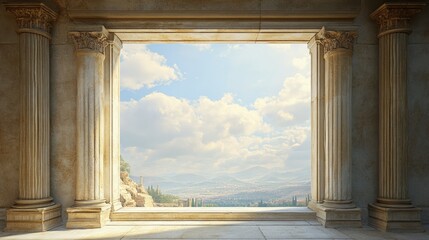 Fototapeta premium a window from antiquity in landscape format