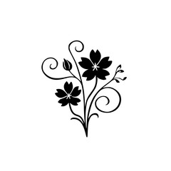 Elegant Black Floral Silhouette Design on White Background