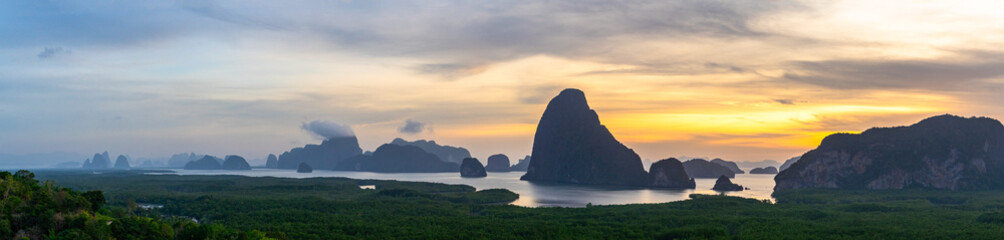 Beautiful sunrise at Samet Nangshe in Thailand