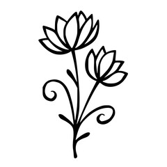 Simple Black & White Floral Illustration, Elegant, Minimalist Design