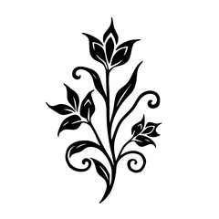 Floral Silhouette Design: Black and White Decorative Motif