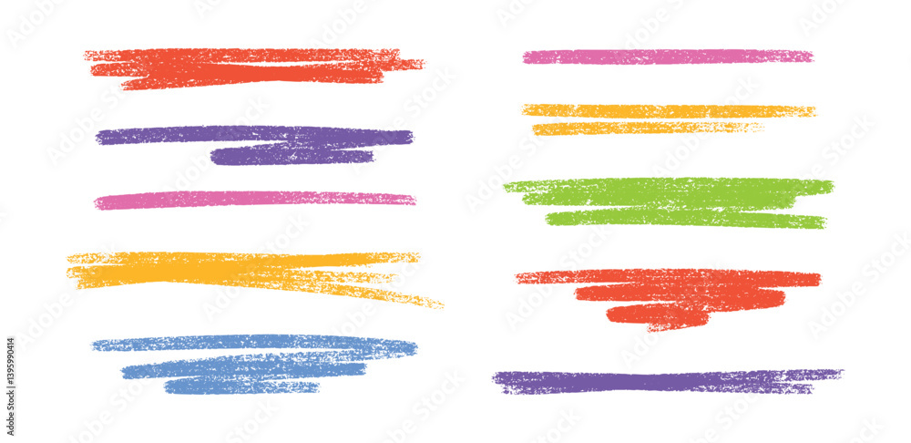 Poster pastel color crayon underline set - hand drawn horizontal highlighter strokes and emphasizing text l