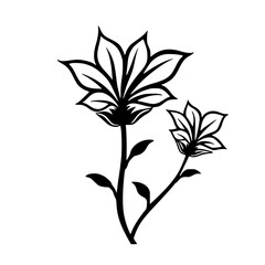 Elegant Floral Silhouette: Black and White Botanical Design