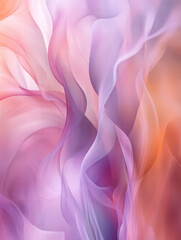 Obraz premium Ethereal Abstraction: A mesmerizing display of billowing fabric in soft hues of pink, purple, and orange, evoking a sense of delicate movement and artistic abstraction.