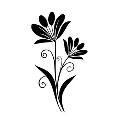 Elegant Black & White Floral Vector: Minimalist, Decorative Design