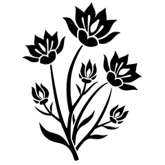 Elegant Black Floral Vector Illustration on White Background