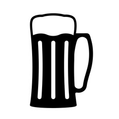 A Simple Black and White Icon of a Beer Mug Filled with Frothy Beer
