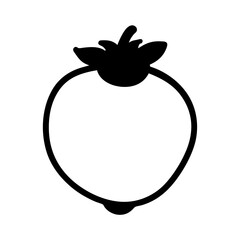 Simple Black and White Illustration of a Single Tomato