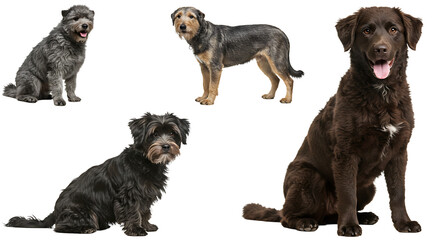 Obraz premium Group of Dogs Posing on White Background in Studio