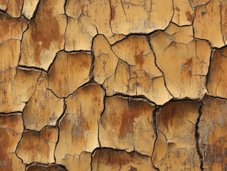 Obraz premium Rustic Texture: Captivating the rugged allure of weathered surfaces, showcasing intricate cracked details in warm, earthy tones.
