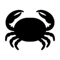 Black Silhouette of a Crab with Ten Legs and Large Claws
