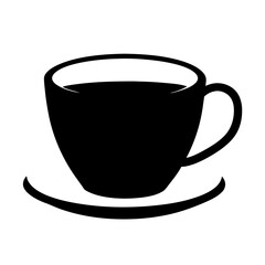 A Simple Black Silhouette of a Coffee Cup on a Saucer