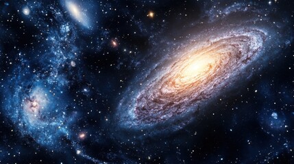 Fototapeta premium scientific abstract background with swirling galaxies and stars
