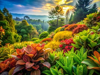 Fototapeta premium Lush Green Landscape, Vibrant Plant Life, Natural Beauty, Botanical Photography, Outdoor Scene