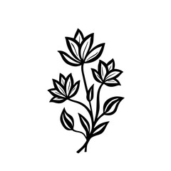 Elegant Black and White Floral Vector, Minimalist Design