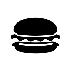 Delicious Hamburger Icon Black and White Simple Graphic Design