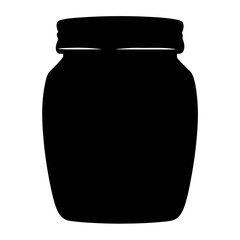 A simple black silhouette of a glass jar with a lid